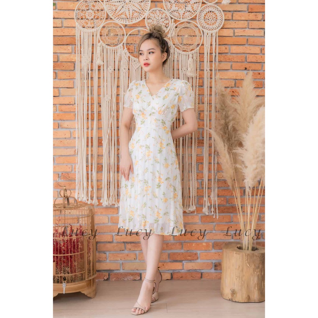 Đầm voan hoa Váy Lucy thời trang đầm thiết kế đầm dáng xoè váy dự tiệc váy suông váy voan hoa nhí | BigBuy360 - bigbuy360.vn