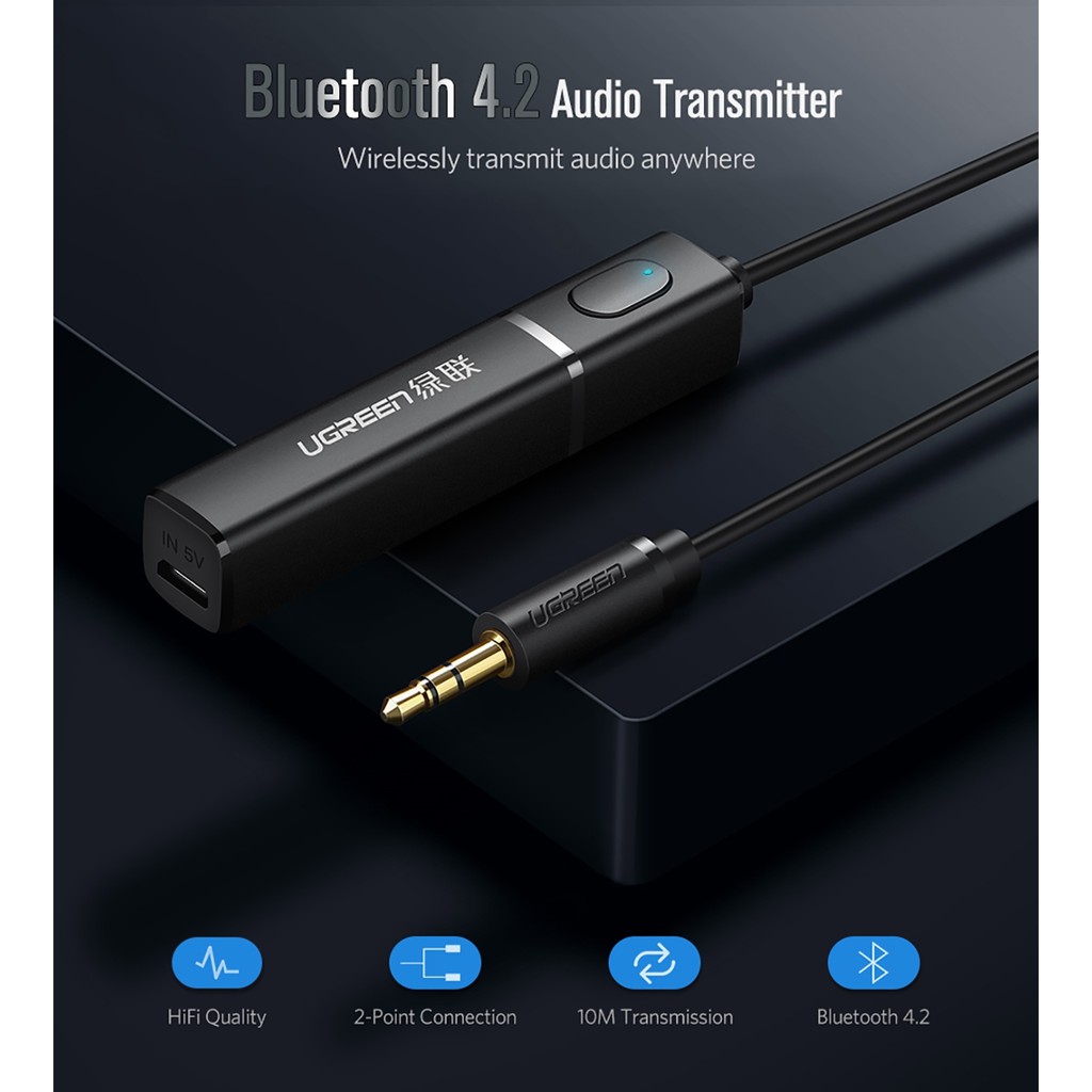 Bộ Phát Bluetooth 5.0 Cổng 3.5mm Cho Tivi, Máy Tính Ugreen 40761 Chính Hãng