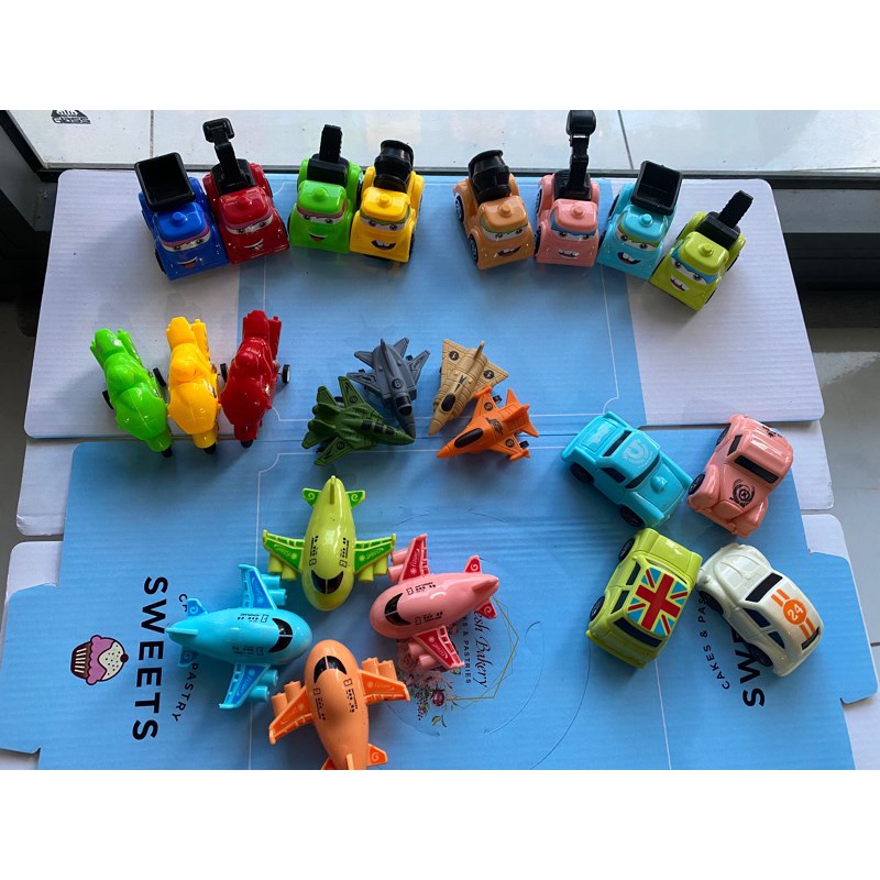 Xe Hơi Set 4 Chiếc Xe Cẩu Móc Tải 3.8cm Phụ Kiện Trang Trí Bánh