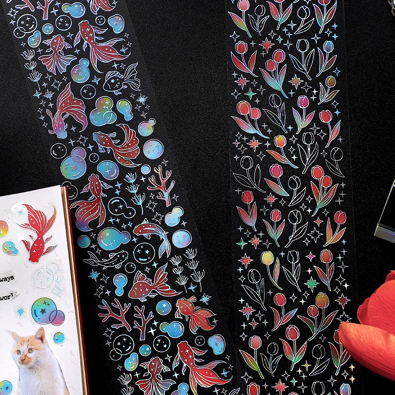 Hình dán trang trí nhật ký họa tiết đa dạng màu galaxy ấn tượng
