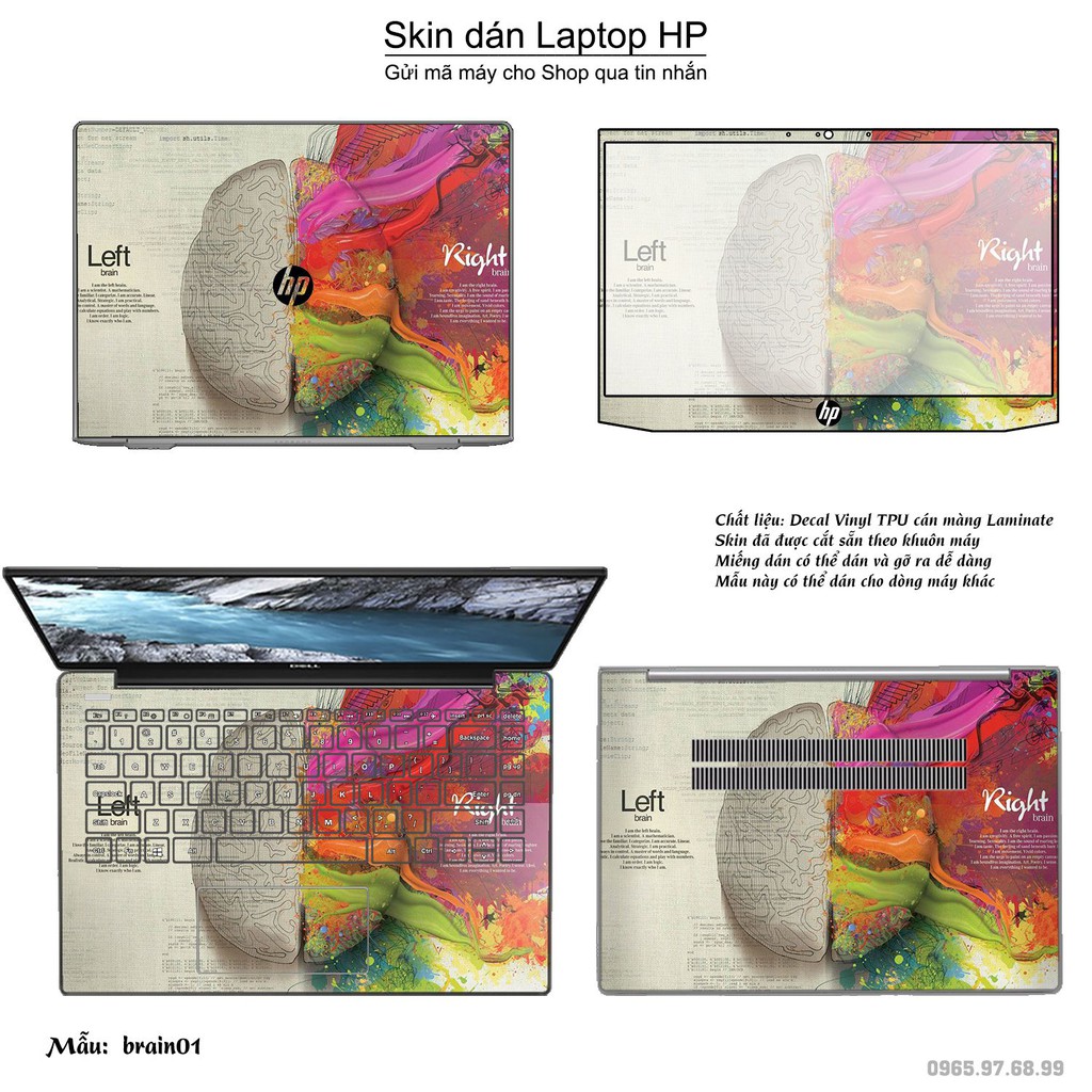 Skin dán Laptop HP in hình Left Brain Right Brain (inbox mã máy cho Shop)