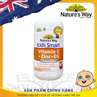 Nature’s Way Kids Smart Vitamin C + Zinc + D3 Chewable Tablets - Bổ sung Vitamin C và Kẽm cho bé