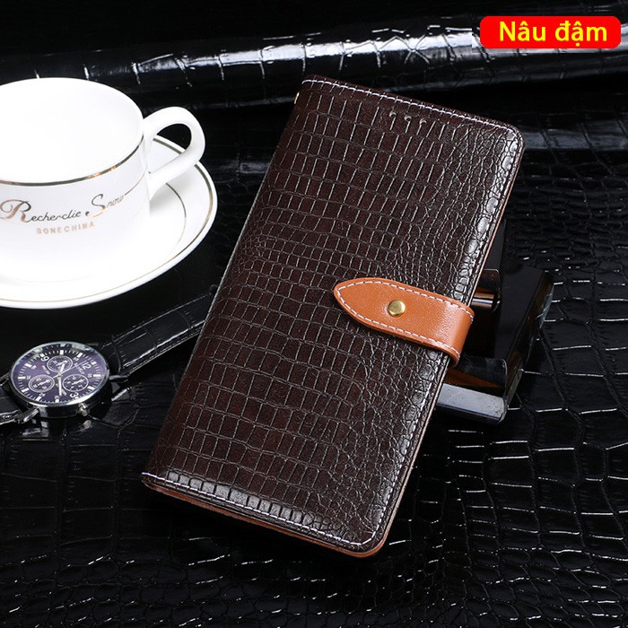 Bao da Zenfone Max Pro M2 Idewei Flip Wallet Crocodile vân cá sấu