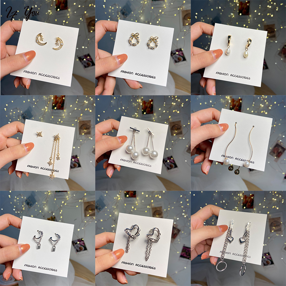 Korean Fashion Pearl Drop Earrings Elegant Sweet Star Moon Earring Women Jewelry Accessories Gift