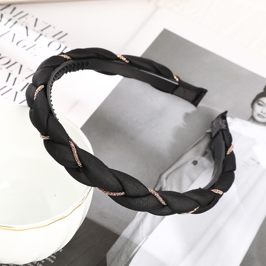 Băng Đô Cài Tóc Bằng Xốp Màu Trơn Phối Dây Xích Đan Chéo Phong Cách Hàn Quốc Cho