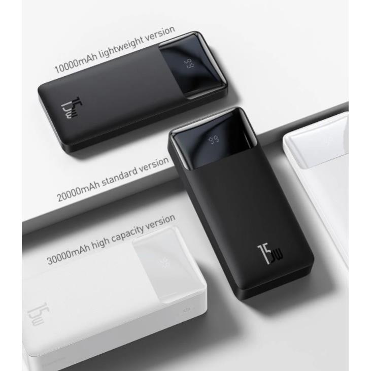 Pin sạc dự phòng 30000mAh 15W Màn hình LED Baseus Bipow Digital Display Power BanK  2 Cổng sạc nhanh , bảo hành 24 tháng