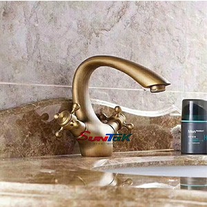 VÒI LAVABO NÓNG LẠNH ĐỒNG THAU GIẢ CỔ SUNTAK ST-5213C