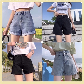 Quần sooc ngố bò jean nữ cạp cao shorts jeans Quảng Châu phong cách Hàn Quốc