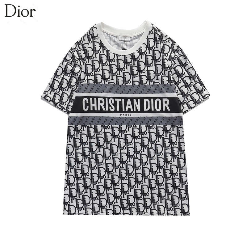 Áo thun tay ngắn in chữ Dior trẻ trung cho nam và nữ