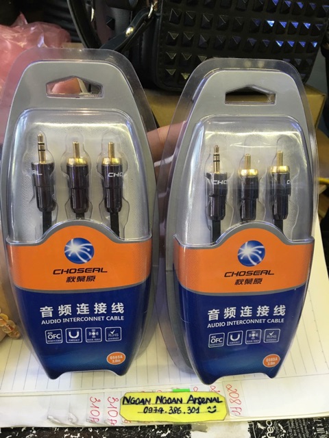 Dây âm thanh 3,5 ra 2 hoa sen rca AV hàng CHOSEAL chính hãng từ 1,8 m đến 5m