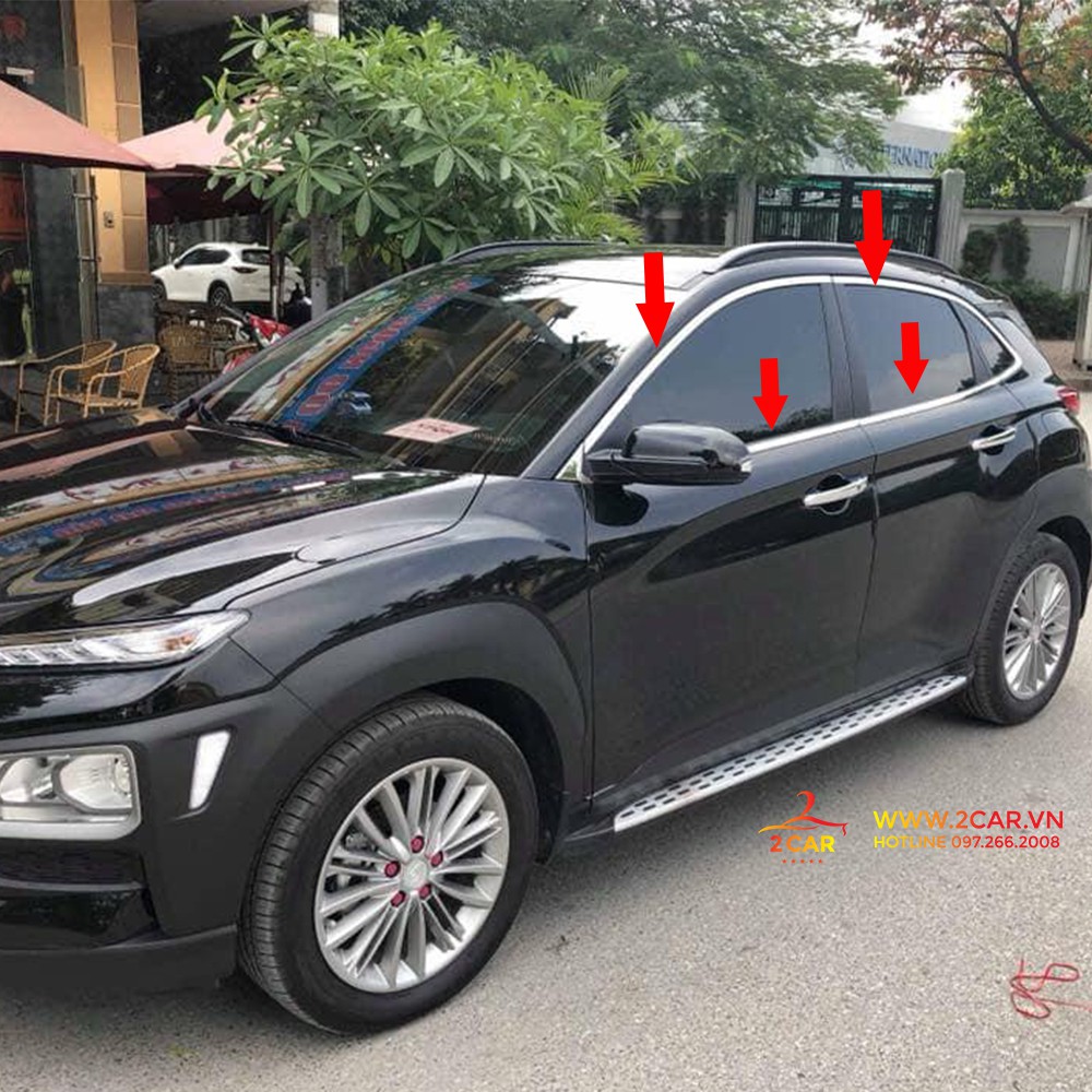 Nẹp viền chân kính, viền cong kính xe Hyundai Kona 2019-2020