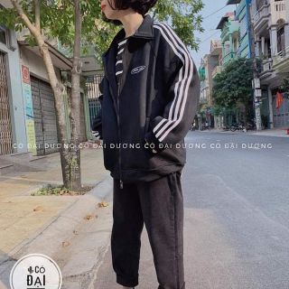 Áo khoác nỉ 3 sọc thể thao ảnh thật