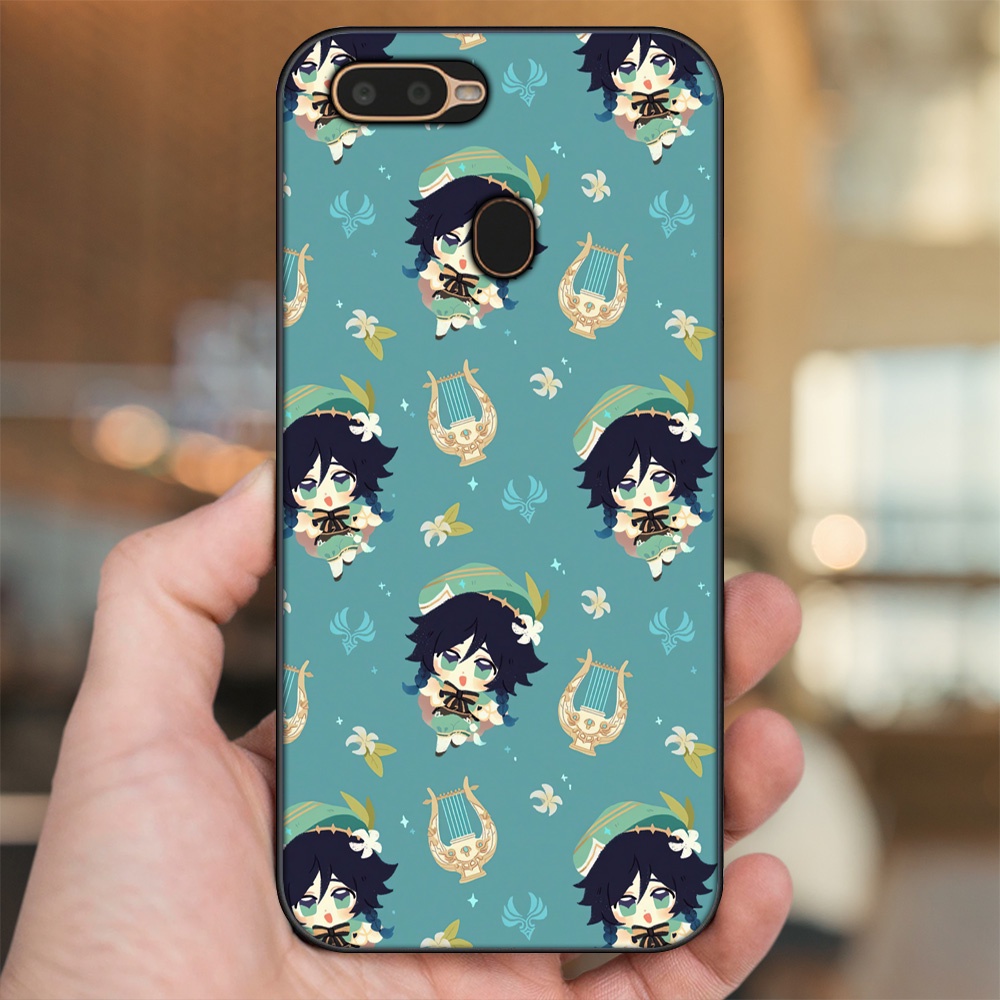 Ốp lưng Oppo A5S, A7, A12, F9 viền đen in hình Venti Genshin Impact