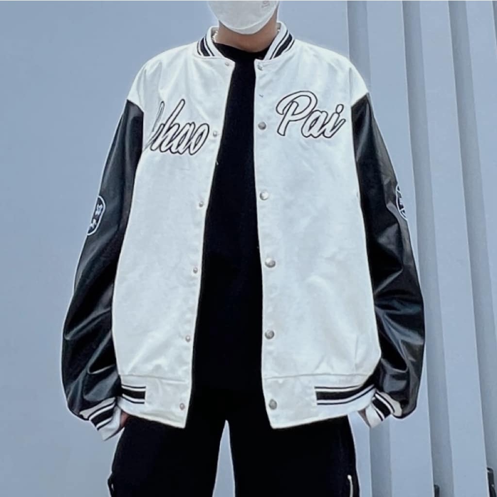 Áo khoác kaki tay da Varsity Chaopai TK-029 | GinHouse Shop