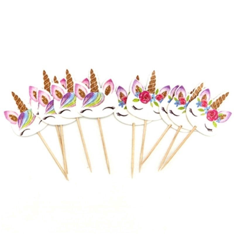 24pcs Topper trang trí bánh cupcake hình kì lân hoạt hình