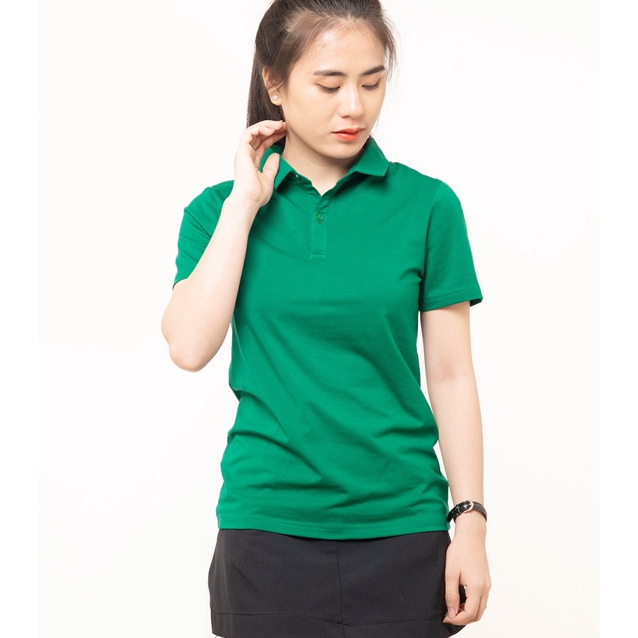 Áo thun nữ Cổ Sơ Mi (Cổ trụ) TOLI Màu Xanh mực, chất cotton 4 chiều mềm mịn, co dãn