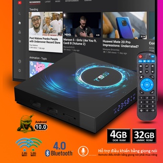 Tivi box 4BG ram  32GB rom phiên bản android 10.0 bluetooth 5.0 băng tần wifi kép bảo hành 1 năm T95 tv box