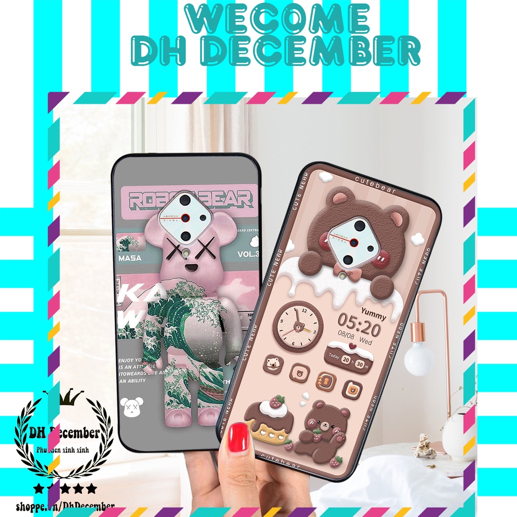 Ốp lưng Vivo S1 PRO in hình 3D GẤU HỒNG-GẤU BE3R -XINH XẺO CỰC ĐẸP