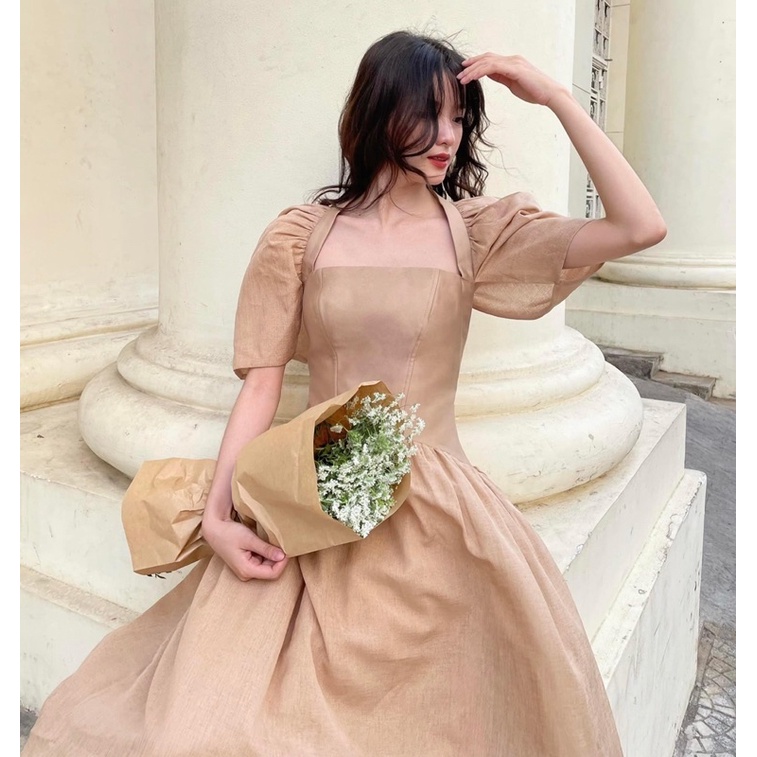 Pass váy đầm dự tiệc màu nude sz S newtag