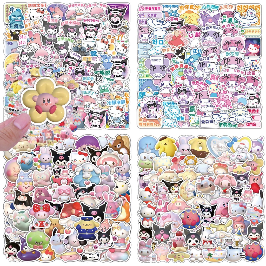 SANRIO Bộ 60 Hình Dán Hoạt Hình 3D Trang Trí Sổ Tay, Chai Nước, Laptop