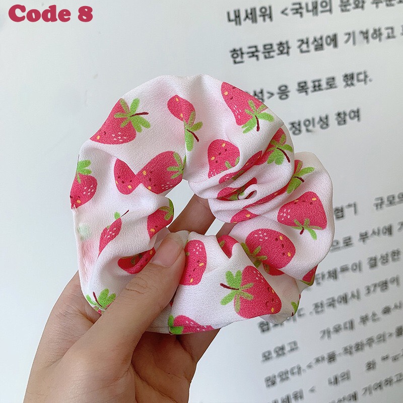 DÂY BUỘC TÓC - CỘT TÓC - Scrunchies Dễ Thương, Họa Tiết Hoa Quả - BB REAL