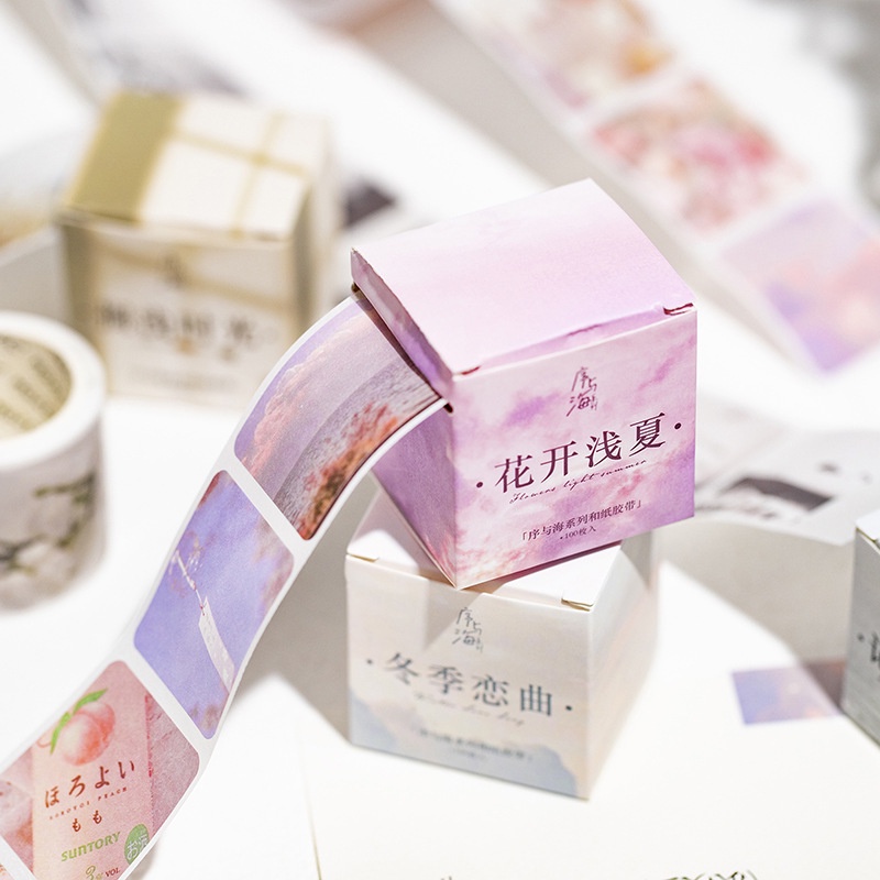 Set 100 Cuộn Băng Dính Washi Trang Trí Sổ Tay Nhật Ký