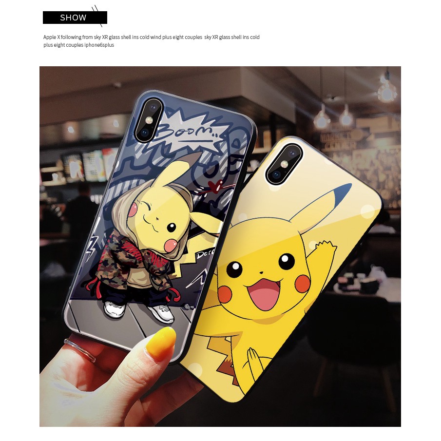 ốp tráng gương mặt sau cho iphone ốp iphone hình pikachu pokemon k177