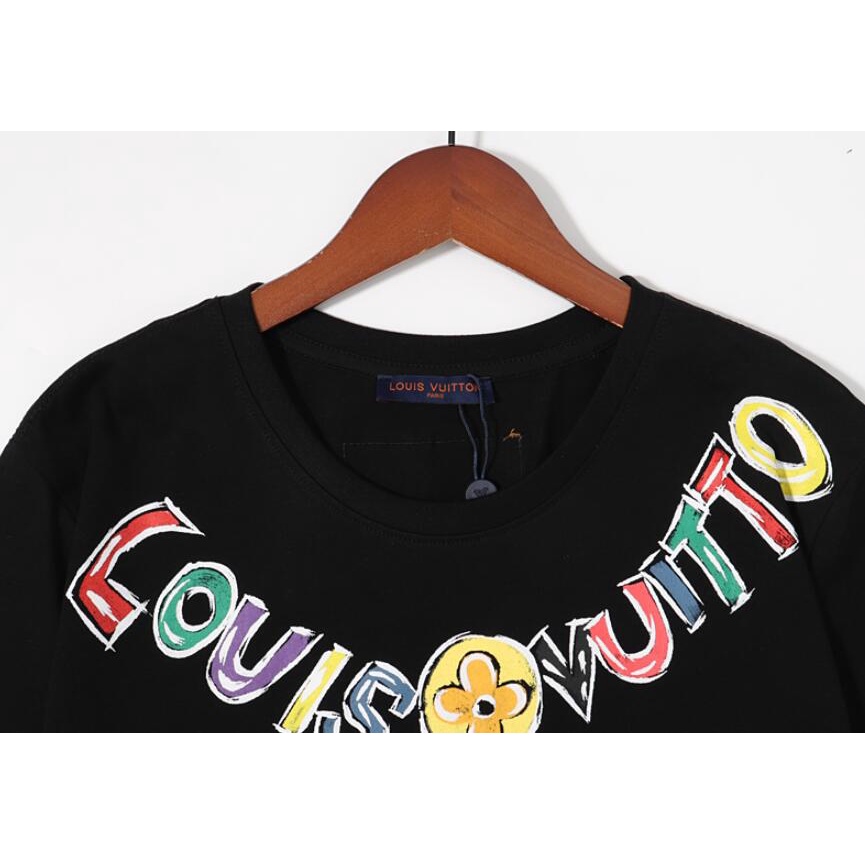 Lv Áo Thun cotton Ngắn Tay In Họa Tiết Thời Trang Cho Nam Nữ