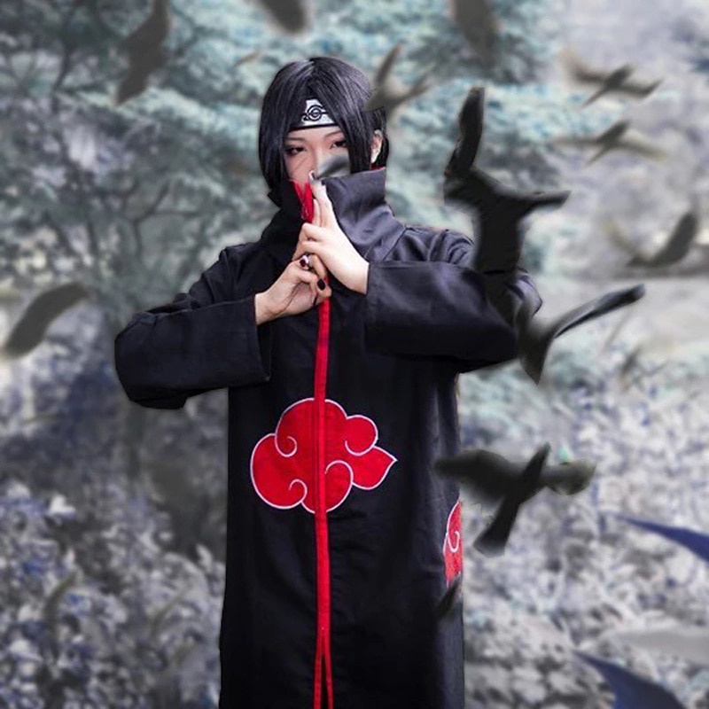 Nhật Bản Anime Manga Quần áo Naruto Akatsuki Áo choàng Cosplay Trang phục Đám mây Đỏ Áo choàng Bốn Thế hệ Sáu Thế hệ Halloween
