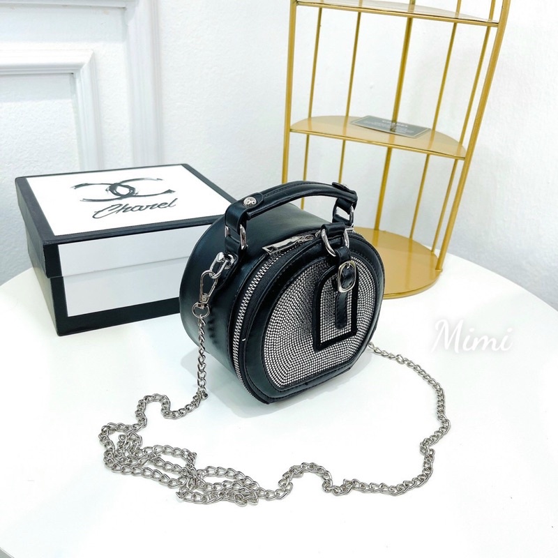 Túi cốp tròn đính đá đeo chéo qc❣️Freeship❣️