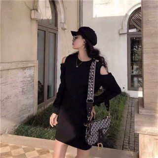(Góc nhỏ của Mây - ORDER) Váy len mỏng khoét vai dáng ngắn trẻ trung GNCM