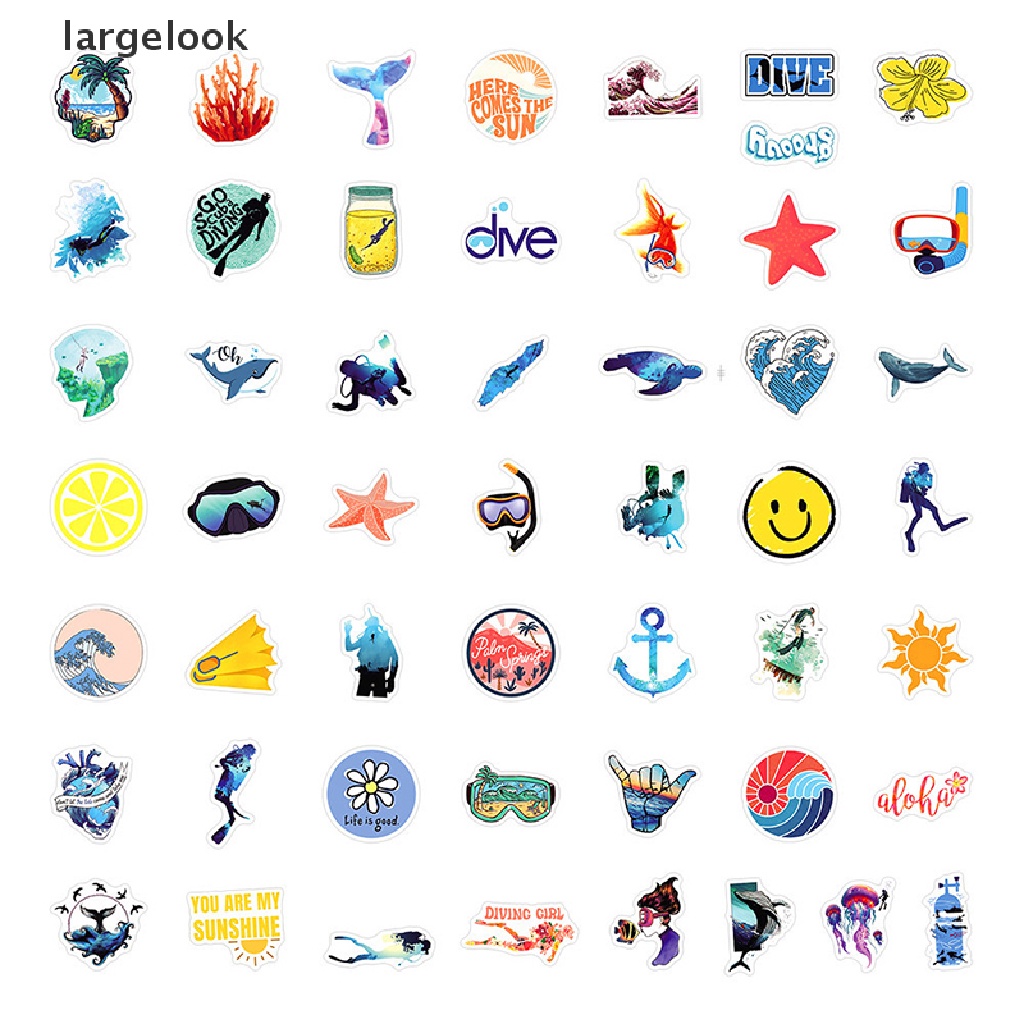 Bộ 50 Miếng Dán Chống Thấm Nước Dùng Trang Trí Ván Trượt / Điện Thoại ♨Nóng Bỏng