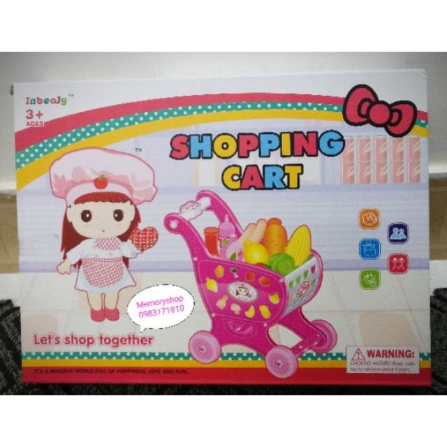 🛒 Xe đẩy shopping siêu thị kèm hoa quả size nhỏ