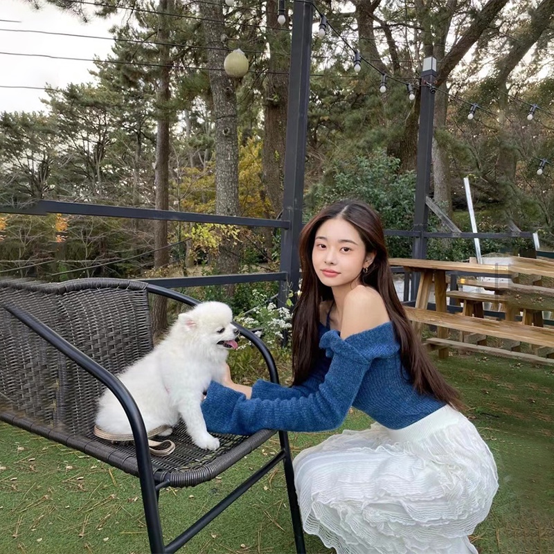 Cocory vn Bộ áo dệt kim và áo choàng tay dài thời trang quyến rũ dễ phối đồ