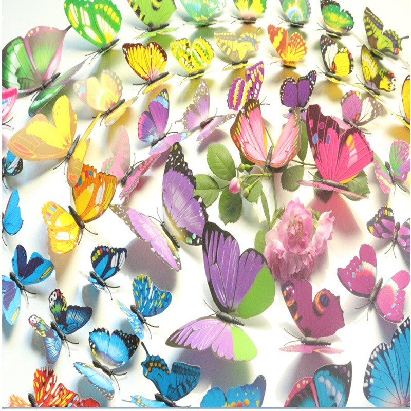 Set 12 Bướm 3D Dán Tường Trang Trí Nhà Cửa, Gắn Tủ Lạnh | BigBuy360 - bigbuy360.vn