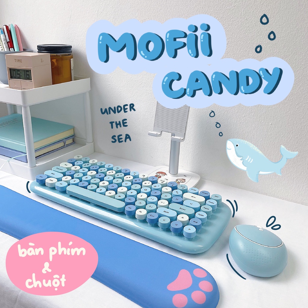 Bộ Bàn Phím Chuột Tròn Giả Cơ Không Dây Candy Mofii Dễ Thương - Tặng kèm stickers