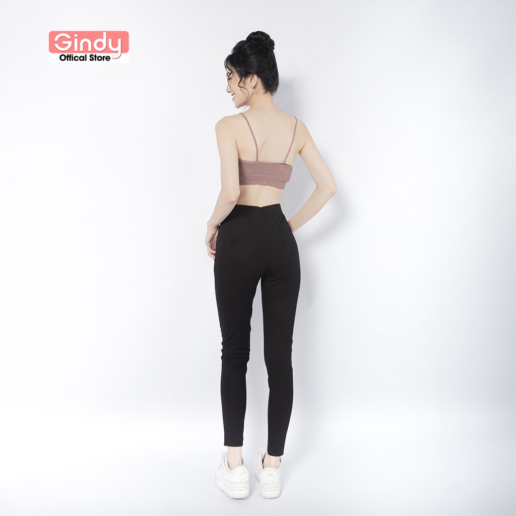 Quần legging nữ dáng dài thiết kế có túi co dãn tốt dáng ôm GINDY chất umi thời trang nữ công sở sinh viên xuân hè Q005