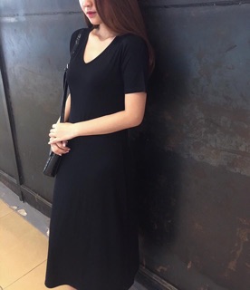 Đầm maxi thun cổ tim