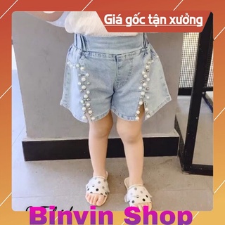 Quần jean đùi bé gái dập ngọc