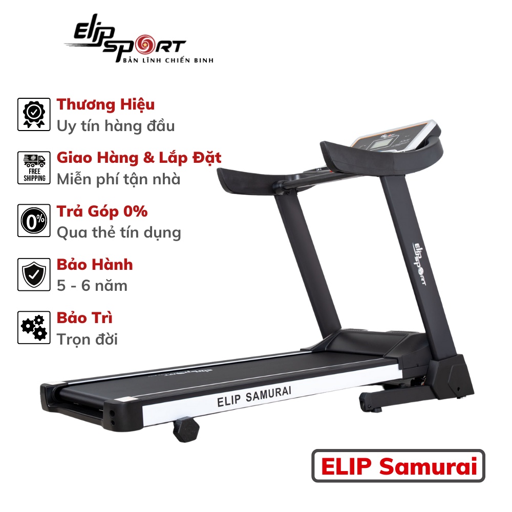 Máy Chạy Bộ Điện ELIP Samurai Có Thể Gấp Gọn, Hoạt Động Êm Ái, 4 Loa HiFi, Tra Dầu Tự Động