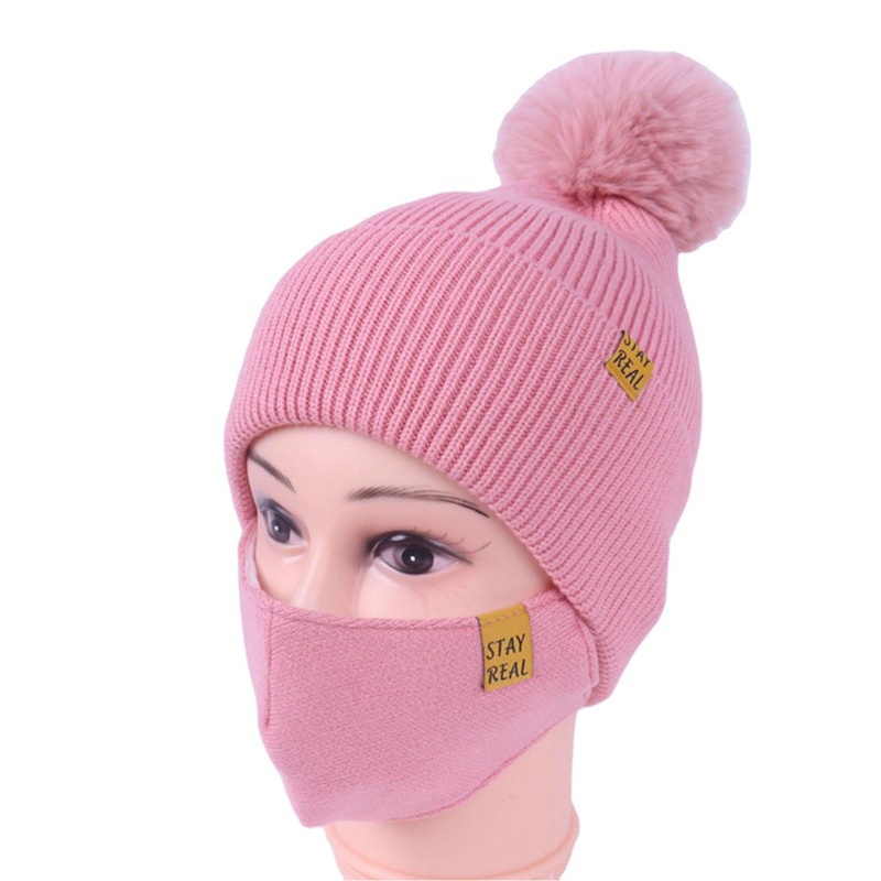 Mũ Beanie Dệt Kim 2 Trong 1 Phối Cục Bông In Chữ Chống Bụi Bẩn Thời Trang Mùa Đông Cho Nam Và Nữ
