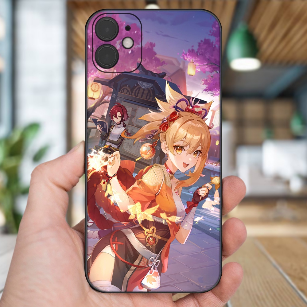 Ốp lưng iPhone 11 dẻo đen cạnh vuông in hình Yoimiya Genshin Impact