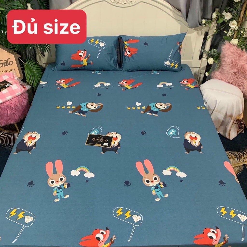 GA CHỐNG THẤM COTTON BAMBILO HÀNG NHẬP ĐẸP KÈM TÚI SÁCH (KO KÈM GỐI)