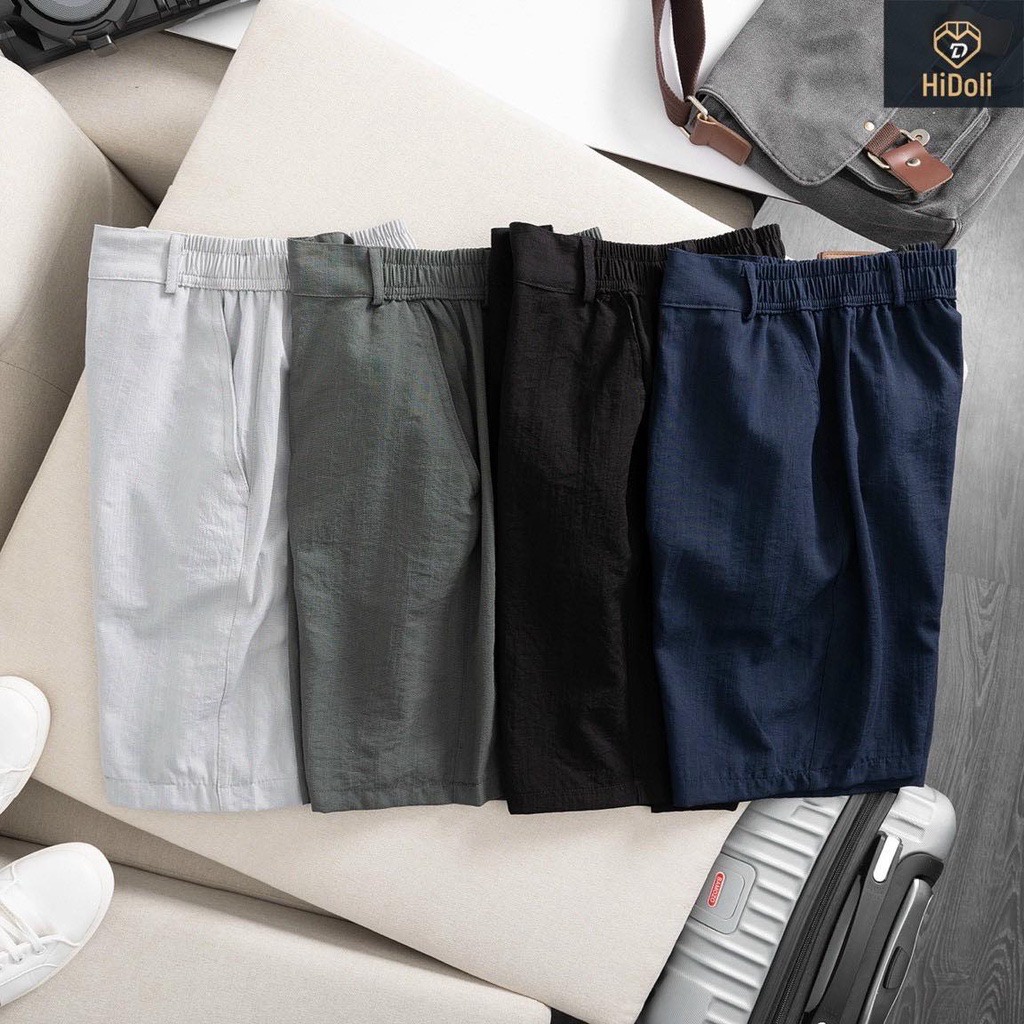 Quần short, quần ngố nam chất vải đũi dày dặn cạp cúc co giãn vận động tốt