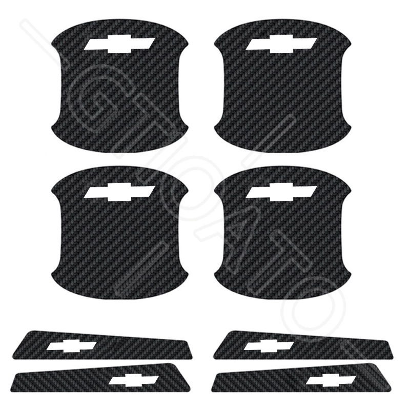 GTIOATO Bộ Bảo Vệ Tay Nắm Cửa ô Tô Sợi Carbon Bộ Bảo Vệ Bát Cửa Gương Hậu Xe HơI MiếNg DáN ChốNg XưỚC Phụ KiệN Ô Tô Cho Chevrolet Spark Cruze Orlando Captiva Trax Aveo Colorado Vivant Traiblazer Silverado