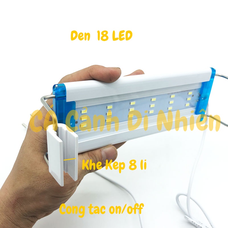 Đèn LED máng kẹp thành hồ cá 20-30 cm 2 dãy màu TRẮNG 18 LED P300