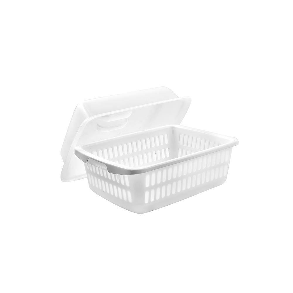HomeBase JCJ Giá thoát nước bát đĩa bằng nhựa có nắp đậy 2401 Thái Lan W40xH22,5xD29,2cm màu trắng