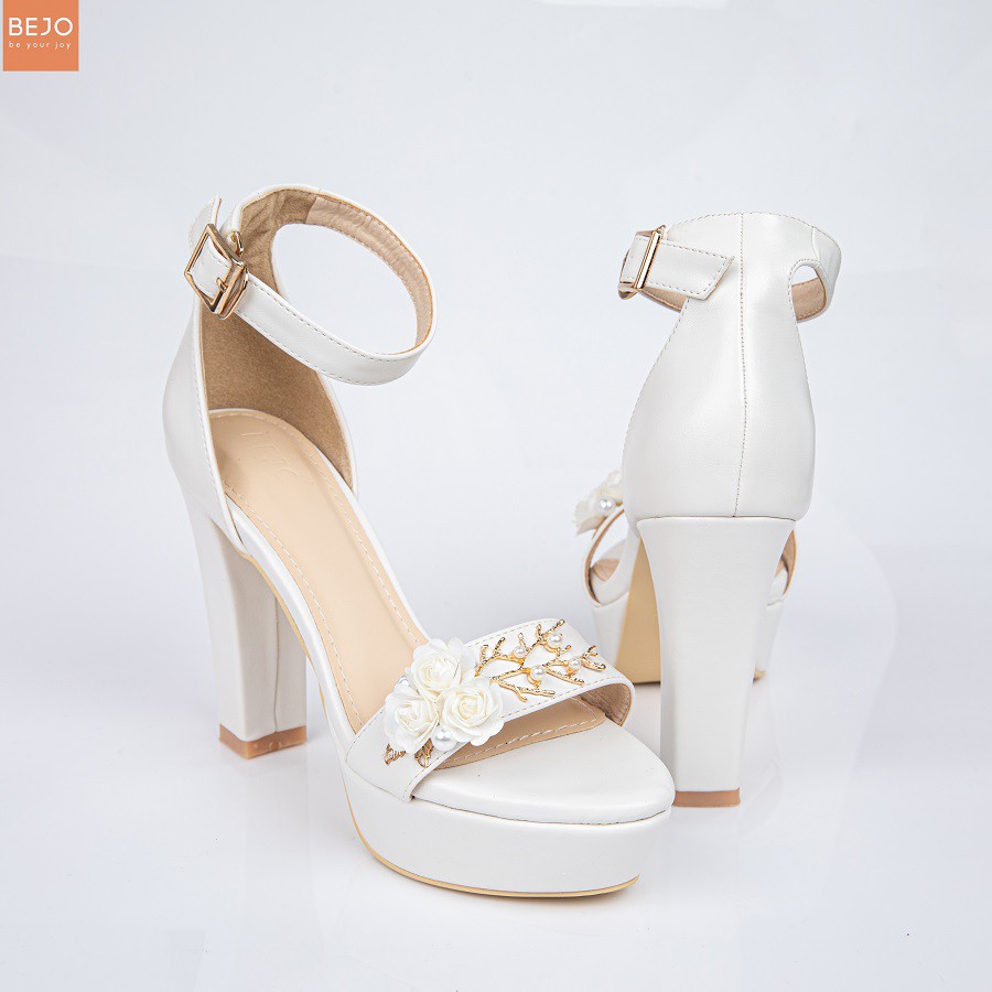 GIÀY CƯỚI CÔ DÂU BEJO H92 ,3 HOA, CÀNH VÀNG - WEDDING SHOES