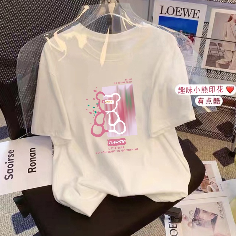 Áo Thun HIIXIIVI 100% cotton Tay Ngắn Cổ Tròn In Hình Hoàng Hôn Thời Trang Mùa Hè Phong Cách Hàn Quốc Cho Nữ 2022