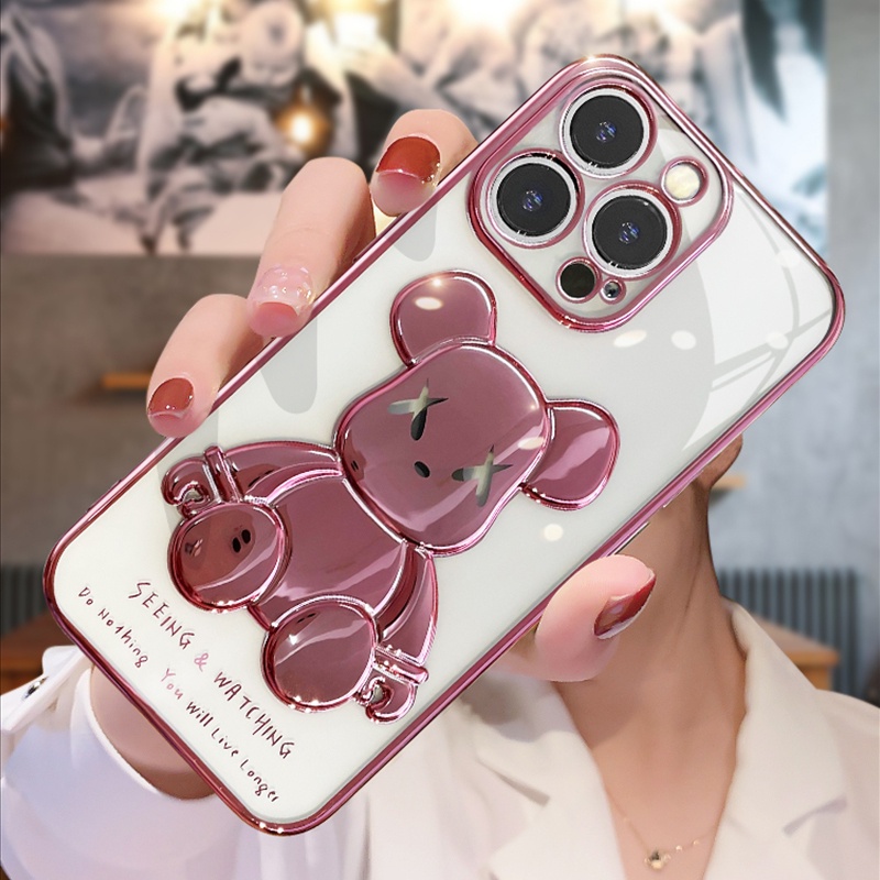 Ốp Điện Thoại TPU Trong Suốt In Hình Gấu Hoạt Hình Cho IPhone 13 12 11 Pro Max XS Max XR X 8 7 Plus